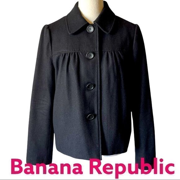 Banana Republic Wool/Rayon Baby Doll Collar Jacket SMALL - Picture 1 of 14